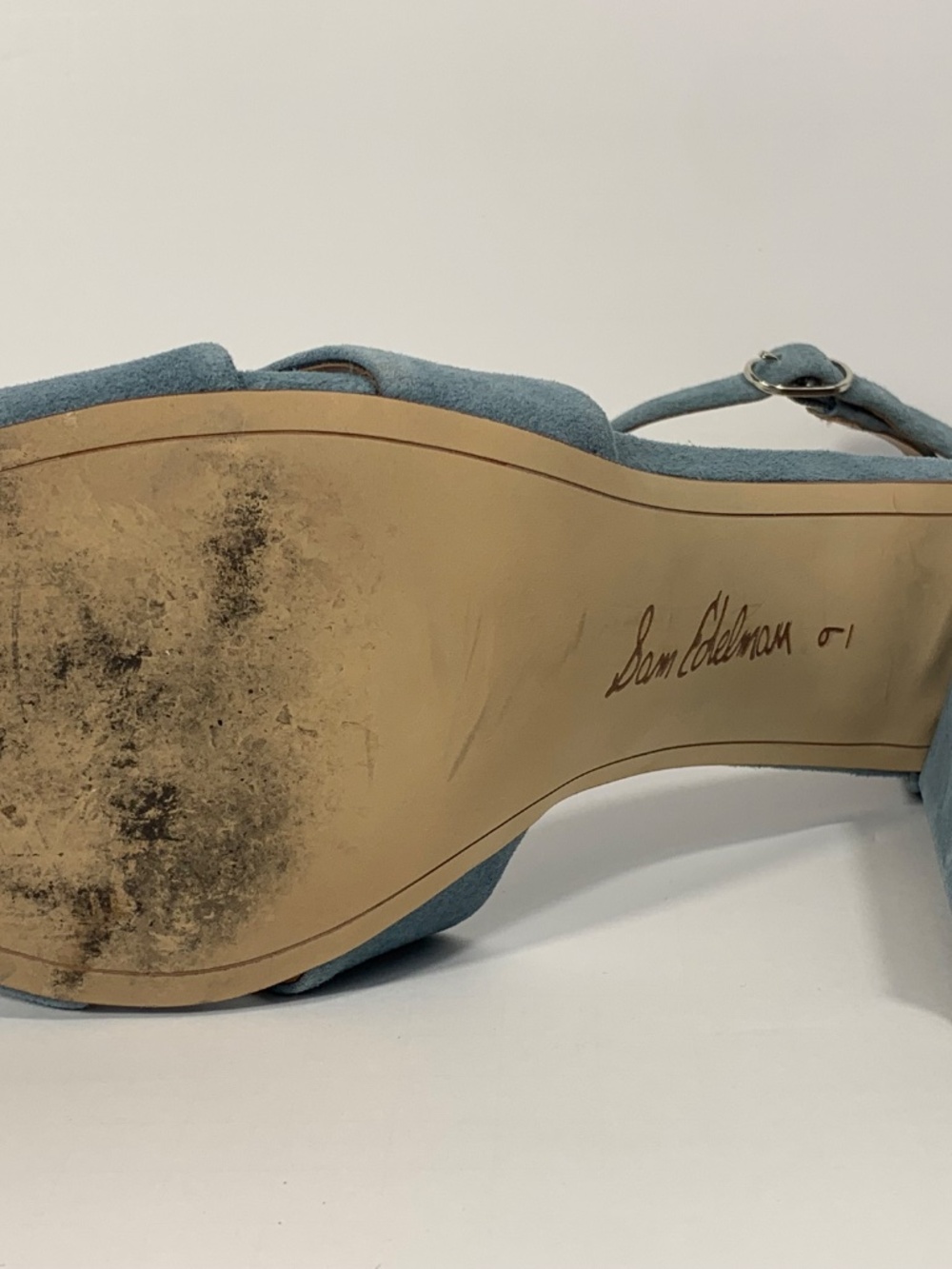 Sam Edelman Signature Collection Yenna Suede Heels Seafoam Blue Size 9 - Picture 10 of 11